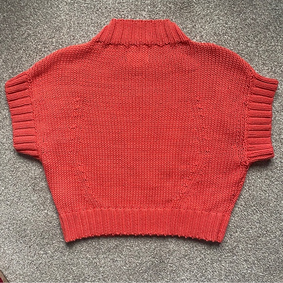🎉❤️Anthropologie Maeve Pippa Mock Neck Sweater, Women’s Size SM, Coral/Cream - Picture 4 of 6